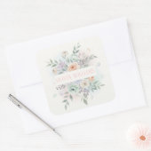 Elegante Bloem Waterverf Vierkante Sticker (Envelop)