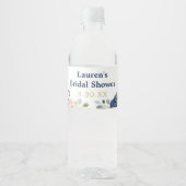 Elegante Bloem Waterverf Waterfles Etiket (Voorkant)