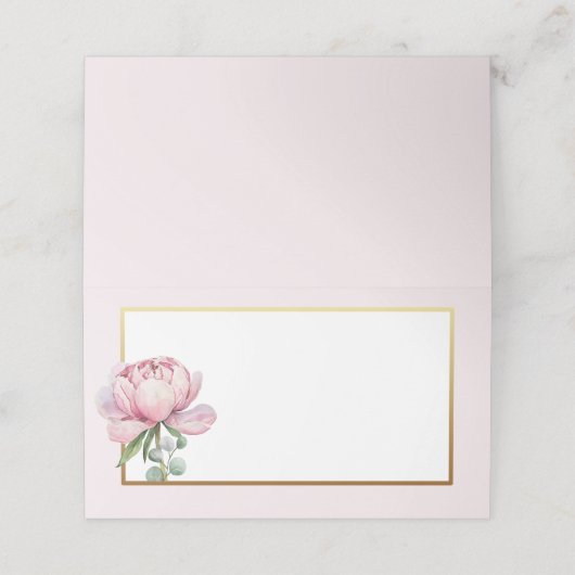 Elegante Bloem Waterverfkaart – Roze Plaatskaartje (Buitenkant ongevouwen)
