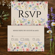 Elegante bloem wilde bloem beige trouw-RSVP