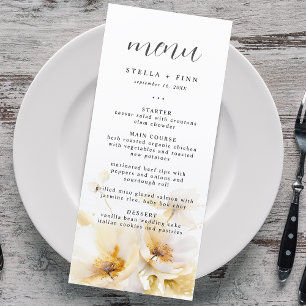 Elegante Bloem Witgouden Trouw Menu