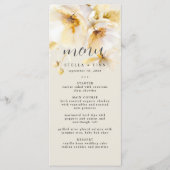 Elegante Bloem Witgouden Trouwzand Menu (Voorkant)