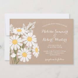 Elegante bloem witte margrieten beige bruiloft kaart