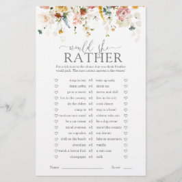 Elegante Bloem Would She Rather Bruidsfeestje Spel