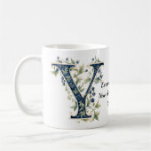 Elegante Bloem Y Monogram Koffiemok (Links)