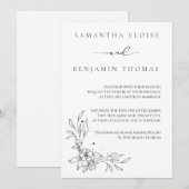 Elegante bloem zwart en wit kaart (Voorkant / Achterkant)