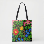 Elegante Bloem Zwart Tote Bag (Voorkant)