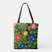 Elegante Bloem Zwart Tote Bag (Achterkant)