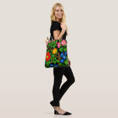 Elegante Bloem Zwart Tote Bag (Op model)