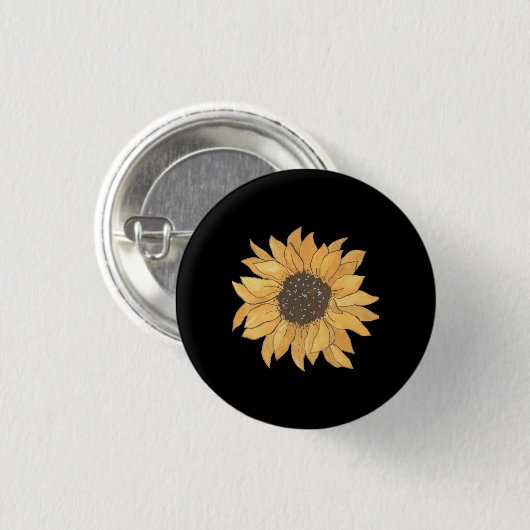 Elegante Bloem Zwarte Aanpasbare Ronde Knopspeld Button 3,2 Cm (Voorkant /achterkant)