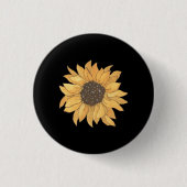 Elegante Bloem Zwarte Aanpasbare Ronde Knopspeld Button 3,2 Cm (Voorkant)