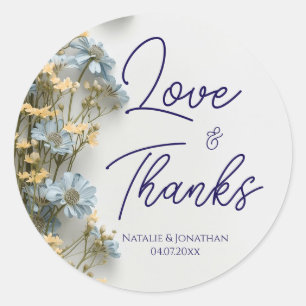 Elegante Bloemachtige Trouw Ronde Sticker