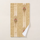 Elegante bloembanden op gebeeldhouwde gouden damas bad handdoek (Handdoek)