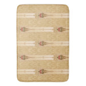 Elegante bloembanden op gebeeldhouwde gouden damas badmat (Voorkant Verticaal)