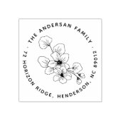 Elegante bloemblaadjes achternaam retouradres rubberstempel (Afrduk)