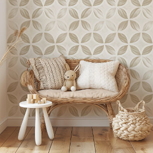 Elegante Bloemblaadjes - Beige & Crème Minimalisti Behang