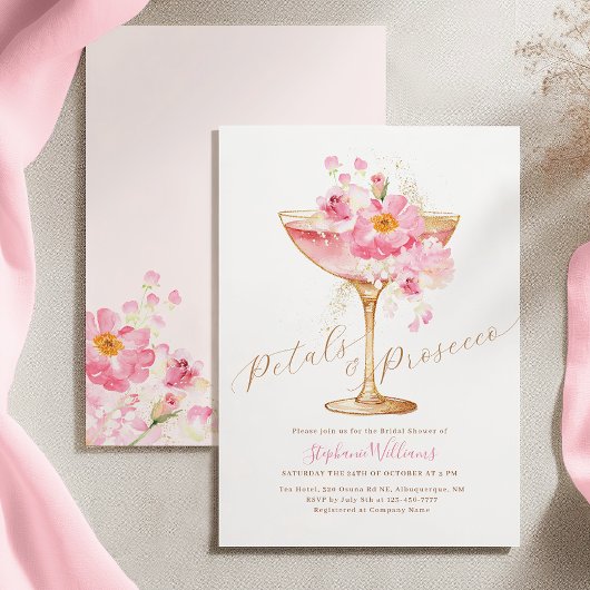 Elegante bloemblaadjes en Prosecco Floral Vrijgeze Kaart