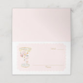 Elegante bloemblaadjes en Prosecco Place Card Plaatskaartje (Buitenkant ongevouwen)