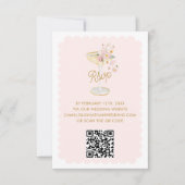 Elegante bloemblaadjes en Prosecco QR Code RSVP-ka RSVP Kaartje (Voorkant)