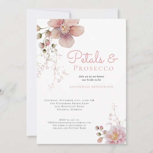 Elegante bloemblaadjes en Prosecco Vrijgezellenfee Kaart (Voorkant)