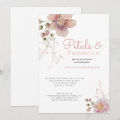 Elegante bloemblaadjes en Prosecco Vrijgezellenfee Kaart (Voorkant / Achterkant)
