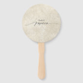 Elegante bloemblaadjes, parels en Prosecco Vrijgez Handwaaier (Achterkant)