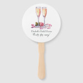 Elegante bloemblaadjes, parels en Prosecco Vrijgez Handwaaier (Voorkant)