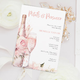 Elegante bloemblaadjes & Prosecco Boho Blush Pink Kaart