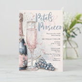 Elegante bloemblaadjes & Prosecco Boho Blush Pink  Kaart (Staand voorkant)