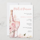 Elegante bloemblaadjes & Prosecco Boho Blush Pink  Kaart (Voorkant)