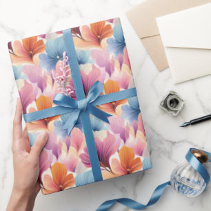 Elegante bloemblaadjes Zachte Waterverf bloeit Cadeaupapier