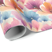 Elegante bloemblaadjes Zachte Waterverf bloeit Cadeaupapier (Rol Hoek)