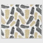 Elegante Bloembladeren Botanisch Patroon op Wit Cadeaupapier (Vlak)