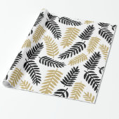 Elegante Bloembladeren Botanisch Patroon op Wit Cadeaupapier (Uitgerold)