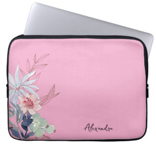 Elegante Bloemblush Roze Abstract Laptop Sleeve