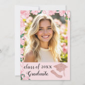 Elegante Bloemblush Roze en Roos Goud Afstuderen Kaart (Achterkant)