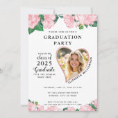 Elegante Bloemblush Roze en Wit Afstuderen Kaart (Voorkant)