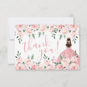 Elegante Bloemblush Roze Quinceañera Bedankkaart (Voorkant)