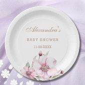 Elegante Bloemblush Roze Rozen Baby shower Papieren Bordje