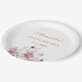 Elegante Bloemblush Roze Rozen Vrijgezellenfeest Papieren Bordje (Gekanteld)