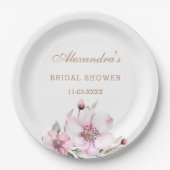 Elegante Bloemblush Roze Rozen Vrijgezellenfeest Papieren Bordje (Voorkant)