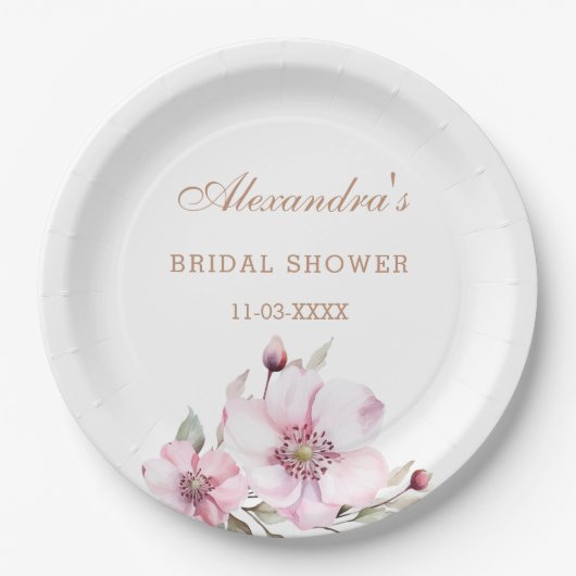 Elegante Bloemblush Roze Rozen Vrijgezellenfeest Papieren Bordje (Voorkant)