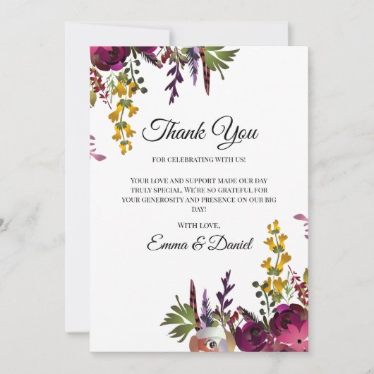 Elegante bloemboeket bedankkaart (Voorkant)
