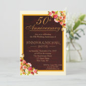 Elegante bloemboeket huwelijksjubileum uitnodiging (Staand voorkant)