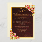 Elegante bloemboeket huwelijksjubileum uitnodiging (Voorkant / Achterkant)