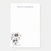 Elegante bloemboeket in marineblauw met monogram post-it® notes (Voorkant)
