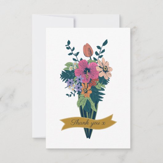 Elegante bloemboeket lint bedankt (Voorkant)