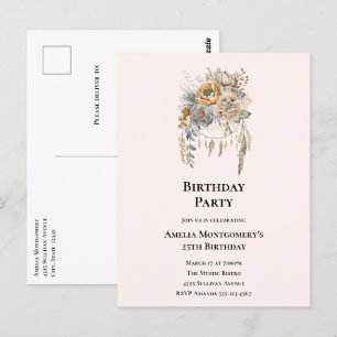 Elegante bloemboeket met droomcatcher verjaardag briefkaart