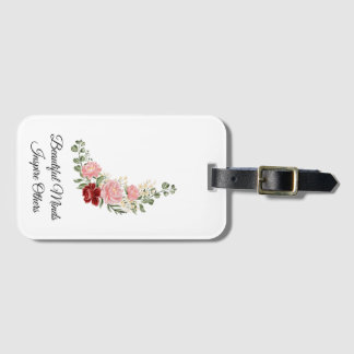 Elegante bloemboeket met inspirerende quote bagagelabel