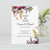Elegante bloemboeket save the date (Staand voorkant)
